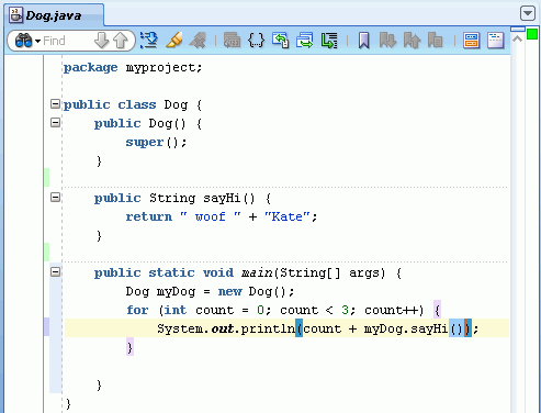 Source editor with reformatted code.