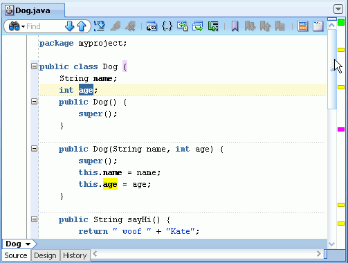 Source editor with 'age' variable highlighted in yellow.