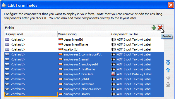 Edit Form Fields dialog