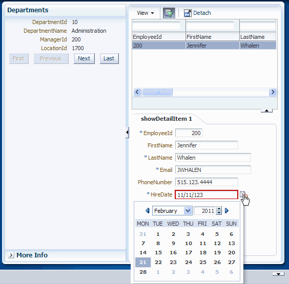 Run time view as before with cursor over calendar/clock and calendar displayed for user to choose a date.
