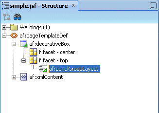 panel group layout on top facet of template
