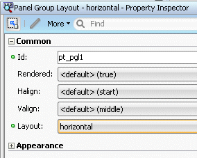 setting layout property to horizontal