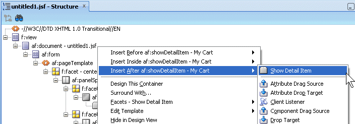 inserting a Show Item Detail after the existing show detail