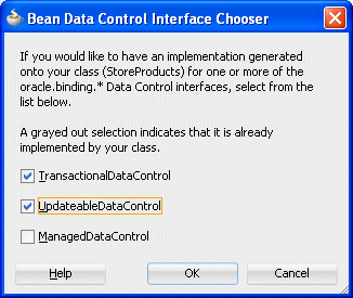 bean data control interface selector