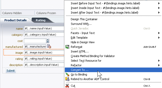 image items selected and COnvert To from the context menu