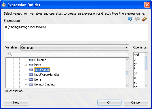 #{bindings.image.inputValue} selected in expression builder
