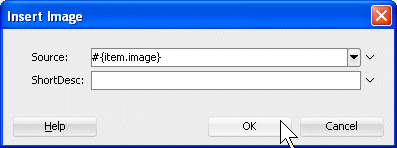 the insert image dialog with the source property set to #{item.image}