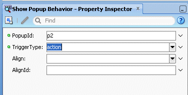 setting trigger type property in property inspector to action