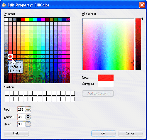 a red color is selected in color palette