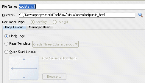 create jsf page fragment