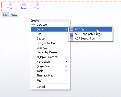menu create form - adf  form
