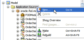 Context menu from the Application Navigator