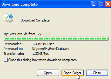 The Download Complete dialog