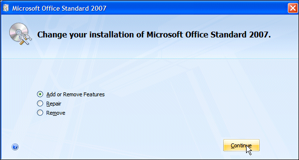 Change Microsoft Office Standard 2007