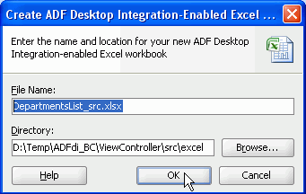 Create Excel dialog