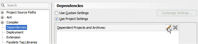 The Project Properties dialog