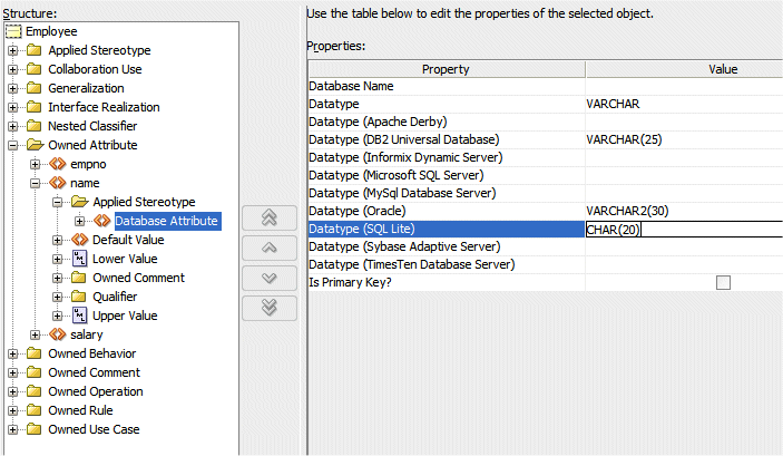 The Attribute properties dialog 