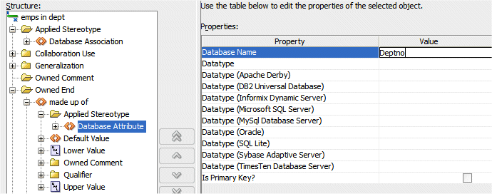 The Association properties dialog