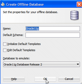 The Offline Database dialog 