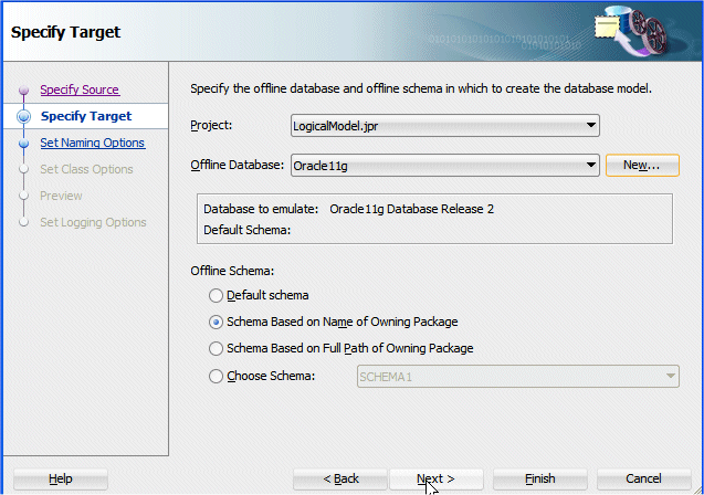 The Offline Database dialog