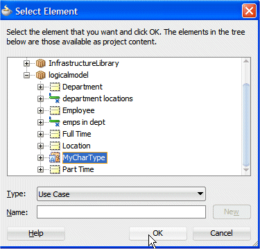 The Select Element dialog 