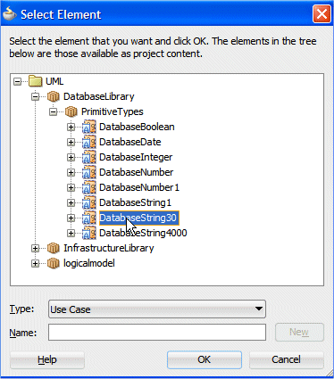 The Select Element dialog 