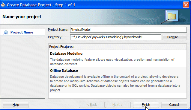 The Create Database Project dialog