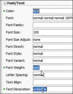 Font/Text properties for links.