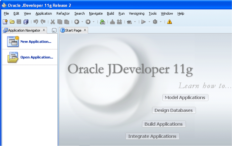 JDeveloper Start Page