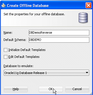 Create Offline Database dialog