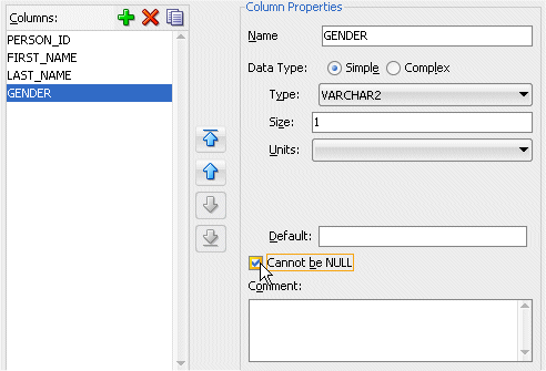 Edit Table dialog