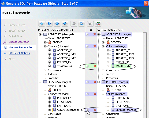 Generate SQL from Database Objects dialog