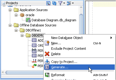 Generate option from context menu