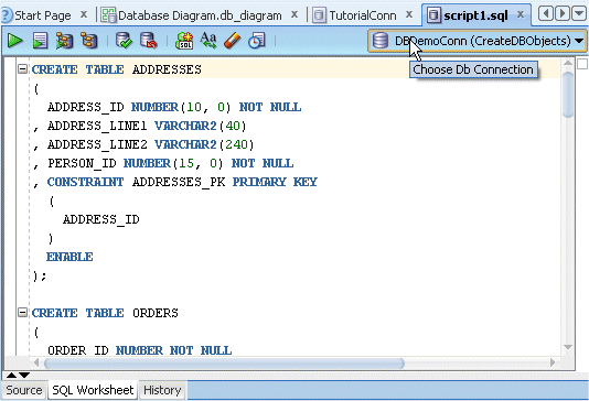 SQL Script in SQL Worksheet