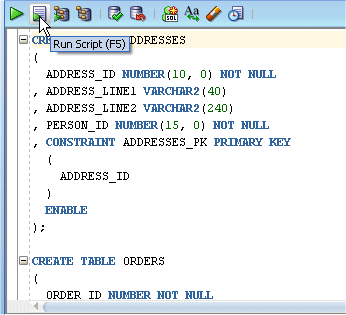 SQL Script in SQL Worksheet