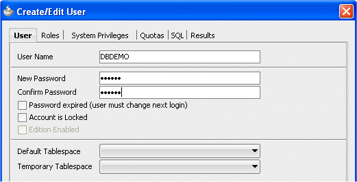 Create/Edit User dialog