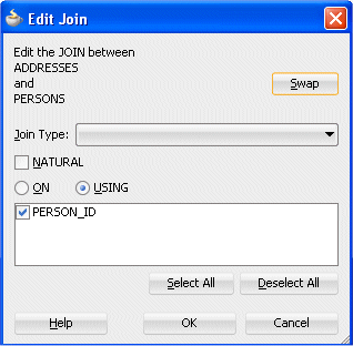 Edit Join dialog