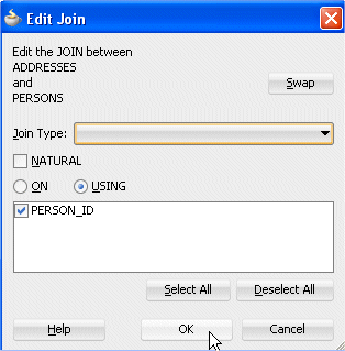 Edit Join dialog