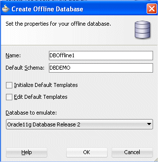 Create Offline Database dialog