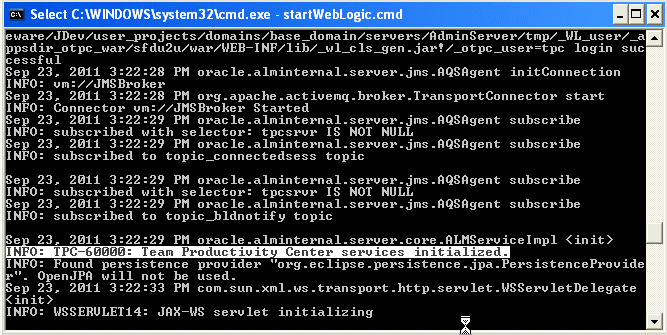 WebLogic running in a command window