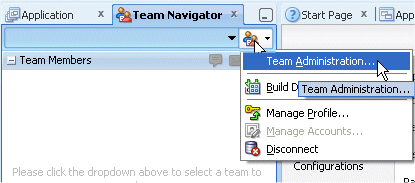Select Team Administration menu option