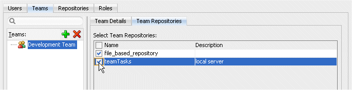 The Repository definition dialog box