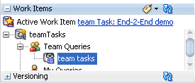 The Work Items navigator with team tasks