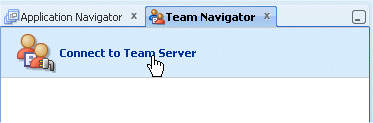 Team Navigator tab, clicking the Connect to Team Server
