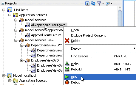 Selecting the Run option for the AppModule