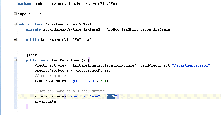 The DepartmentsView1VOTest.java code