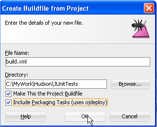 The Create BuildFile dialog
