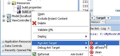 selecting the Run Ant Target--> all option