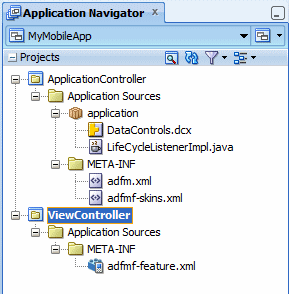 application navigator files after mobile app creation