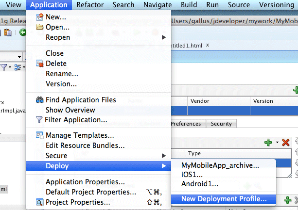 deploy - new deployment profile menu option